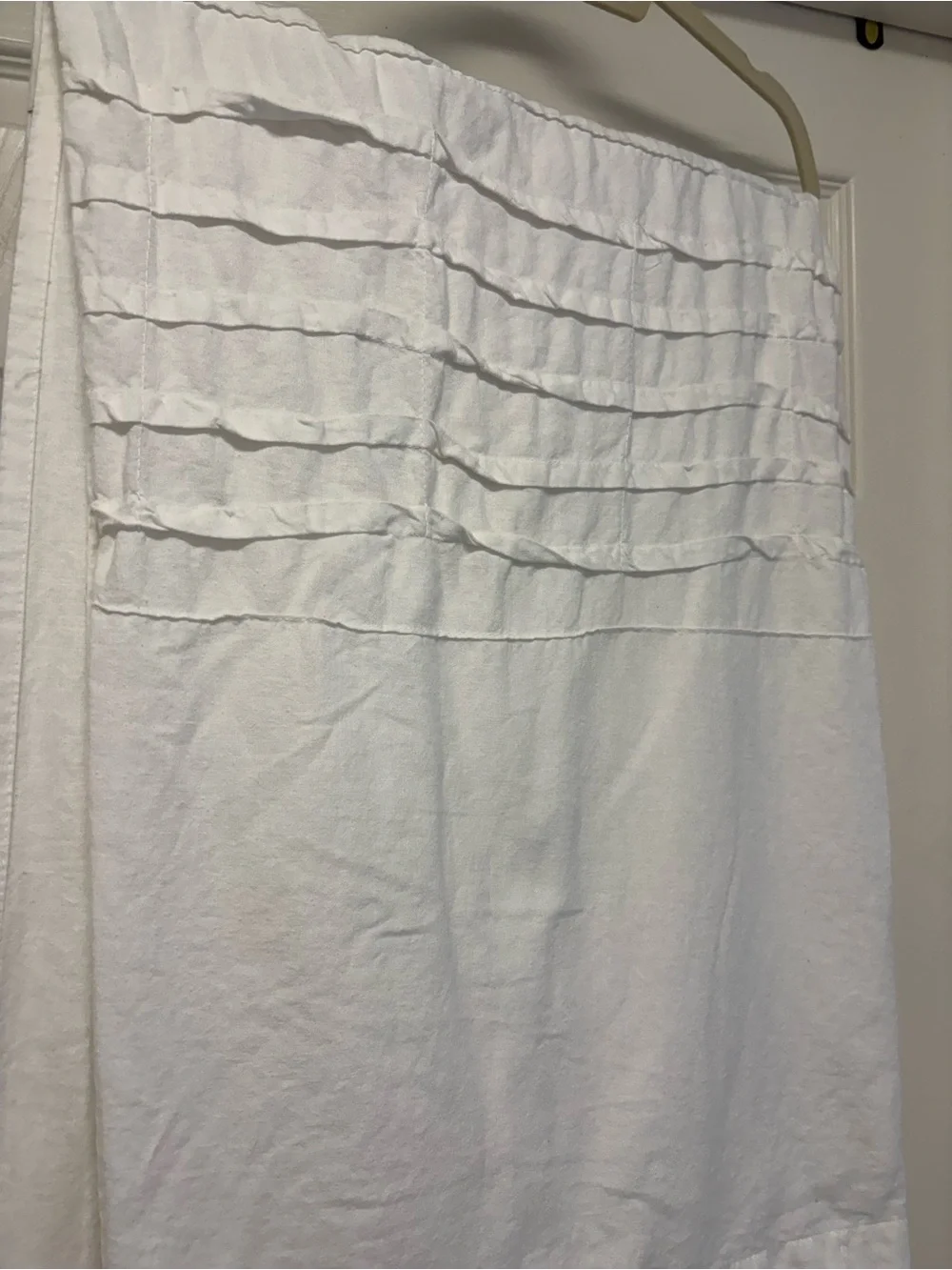 Southern Living Cream & White Linen Cotton Blend Shower Panel Curtain 72 x 72 in